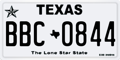 TX license plate BBC0844