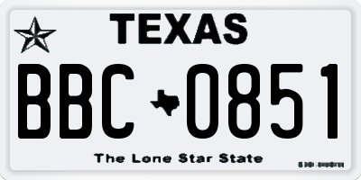 TX license plate BBC0851