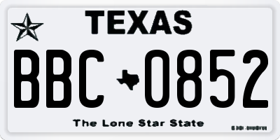 TX license plate BBC0852