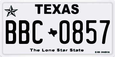 TX license plate BBC0857