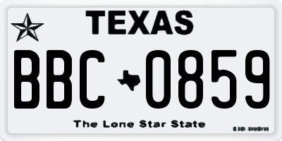 TX license plate BBC0859