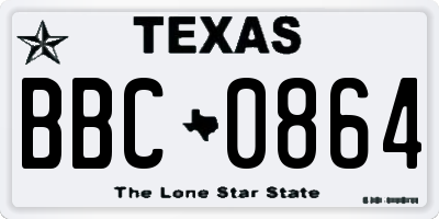 TX license plate BBC0864