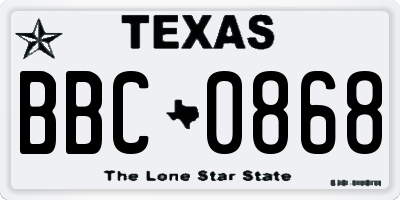 TX license plate BBC0868