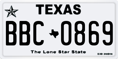 TX license plate BBC0869