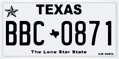 TX license plate BBC0871