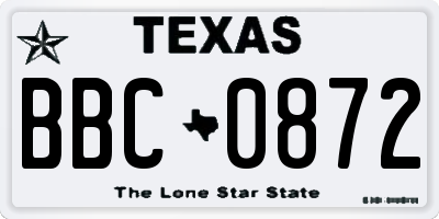 TX license plate BBC0872