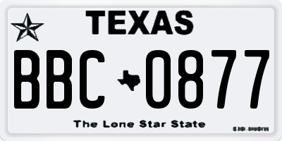 TX license plate BBC0877