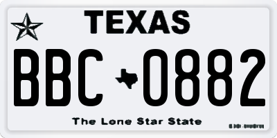 TX license plate BBC0882