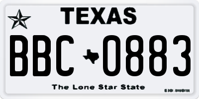 TX license plate BBC0883