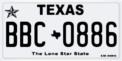 TX license plate BBC0886