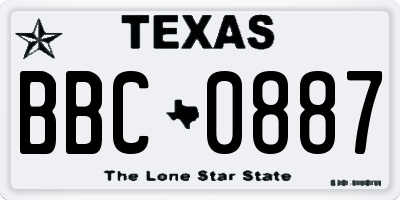 TX license plate BBC0887