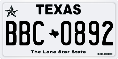 TX license plate BBC0892
