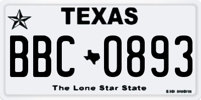 TX license plate BBC0893