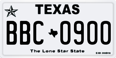 TX license plate BBC0900
