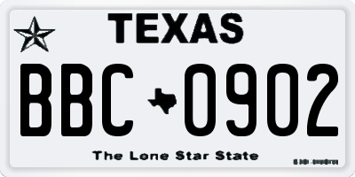 TX license plate BBC0902