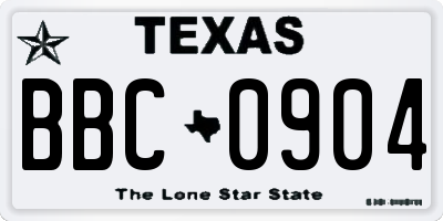 TX license plate BBC0904