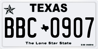 TX license plate BBC0907