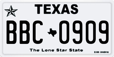 TX license plate BBC0909