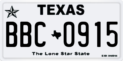 TX license plate BBC0915