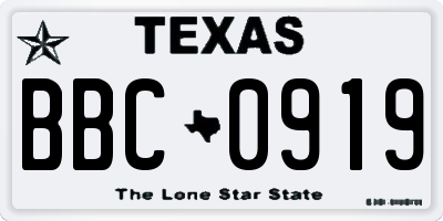 TX license plate BBC0919