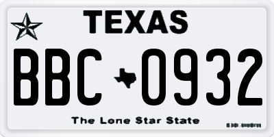 TX license plate BBC0932