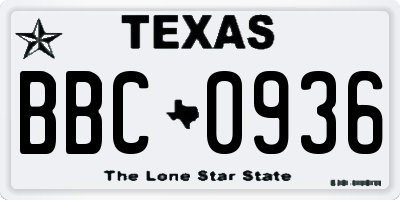 TX license plate BBC0936