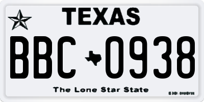 TX license plate BBC0938