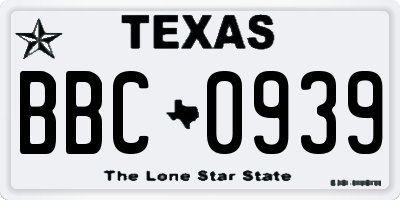 TX license plate BBC0939