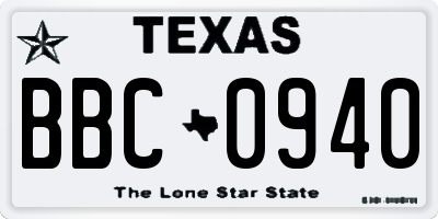 TX license plate BBC0940