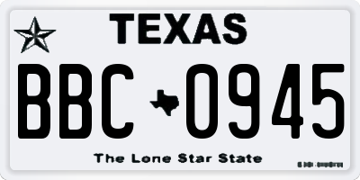 TX license plate BBC0945