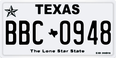 TX license plate BBC0948