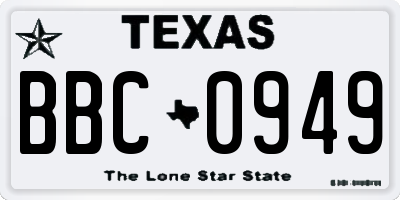 TX license plate BBC0949