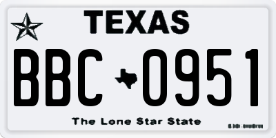 TX license plate BBC0951