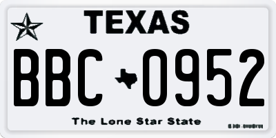 TX license plate BBC0952