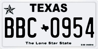 TX license plate BBC0954