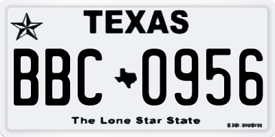 TX license plate BBC0956