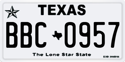 TX license plate BBC0957