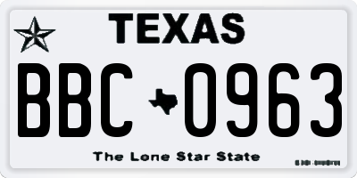 TX license plate BBC0963