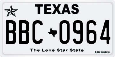 TX license plate BBC0964