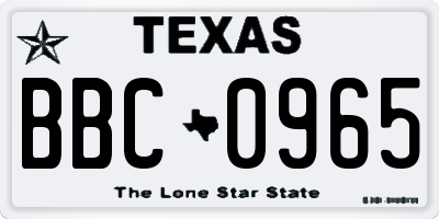 TX license plate BBC0965