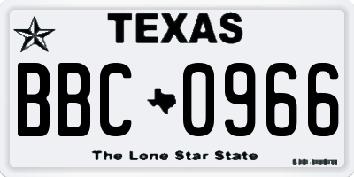 TX license plate BBC0966