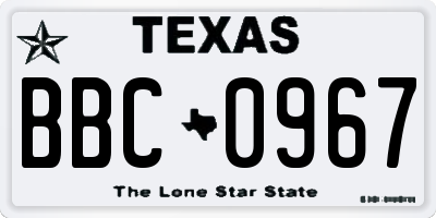 TX license plate BBC0967