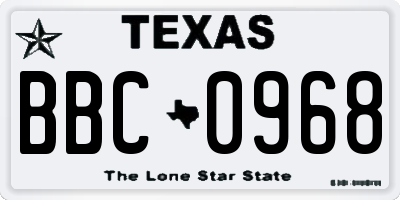 TX license plate BBC0968
