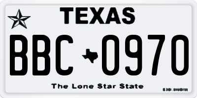 TX license plate BBC0970