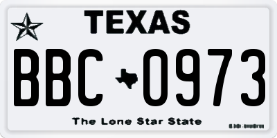 TX license plate BBC0973