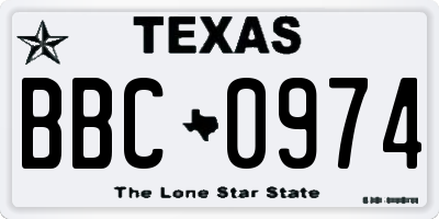 TX license plate BBC0974