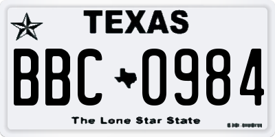 TX license plate BBC0984