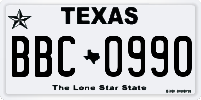 TX license plate BBC0990