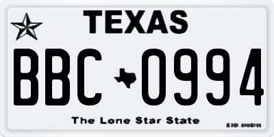 TX license plate BBC0994