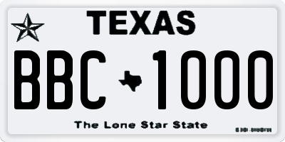 TX license plate BBC1000